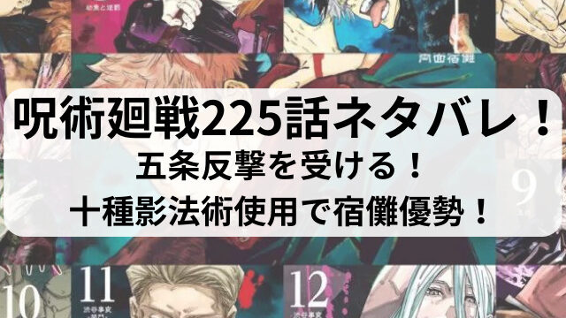 呪術廻戦225話ネタバレ最新話確定速報！五条反撃を受ける！十種影法術使用で宿儺優勢！